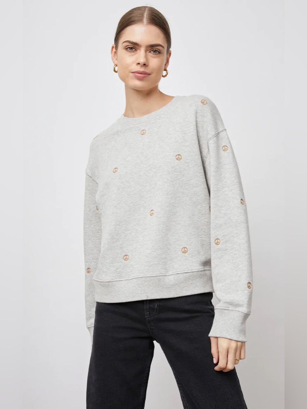 Rails Ramona Sweater - Heather Grey Peace Signs